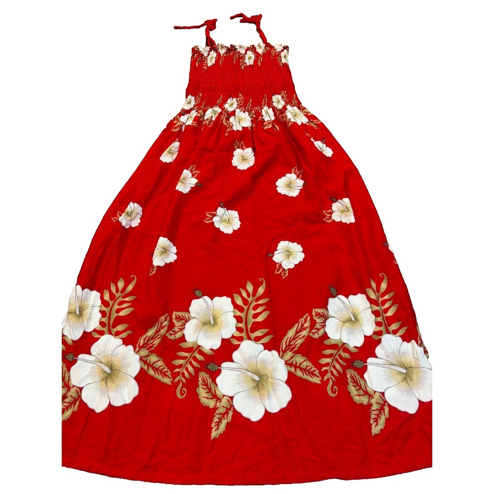 Vintage Y2K Hibiscus Collection Hawaii red dressโ white flowers sundress one sz